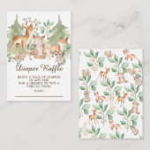 ウッドランドフォレスト動物ベビーおむつラッフル エンクロージャーカード (正面/裏面)