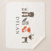 ウッドランドフォレスト動物ベビーブランケットかわいいかわいい シェルパブランケット (正面)