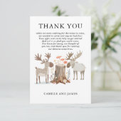 ウッドランドフォレスト動物双子ベビーシャワーありがとう サンキューカード (スタンド正面)
