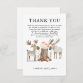ウッドランドフォレスト動物双子ベビーシャワーありがとう サンキューカード (正面/裏面)