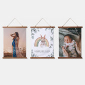 ウッドランドフォレスト動物誕生の統計情報と写真 吊り下げ型タペストリー (トリプル)