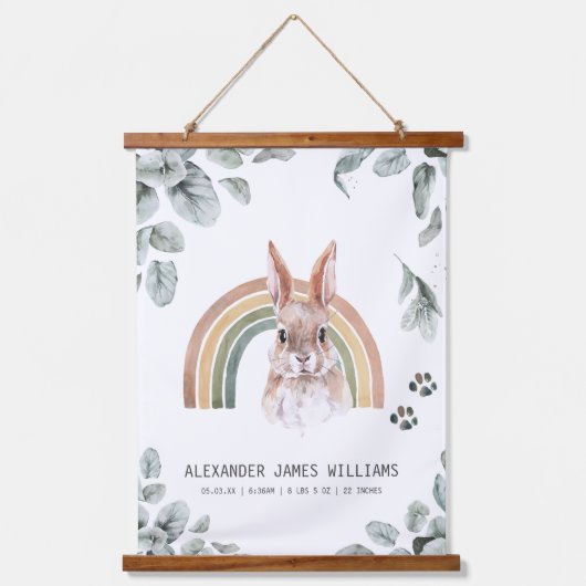 ウッドランドフォレスト動物誕生の統計情報と写真 吊り下げ型タペストリー (正面2)