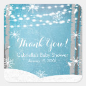 ウッドランドフォレスト樺の木ツリーベビーシャワーステッカー スクエアシール (正面)