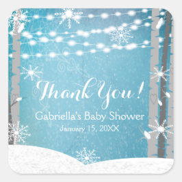 ウッドランドフォレスト樺の木ツリーベビーシャワーステッカー スクエアシール