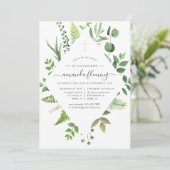 ウッドランドフォレスト緑のバプテスマまたは《キリスト教》洗礼式や命名式 招待状 (スタンド正面)