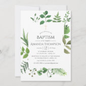 ウッドランドフォレスト緑のバプテスマまたは《キリスト教》洗礼式や命名式 招待状 (正面)