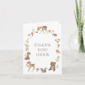 ウッドランドフォレスト赤ちゃんシャワーありがとう鹿カード 招待状 (正面)