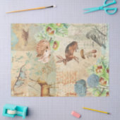 ウッドランドフォレスト野生動物ウサギ鹿デコップページ  薄葉紙 (クラフト)