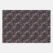 ウッドランドフォレスト野生動物自然ブラック ラッピングペーパーシート (正面)