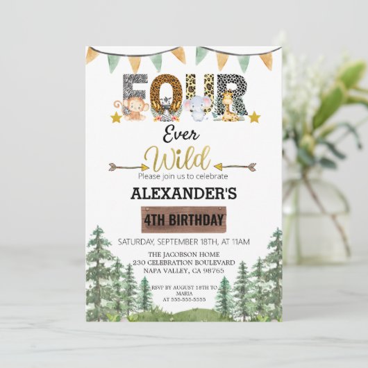 ウッドランドフォーエバーワイルド誕生日 招待状 (スタンド正面)
