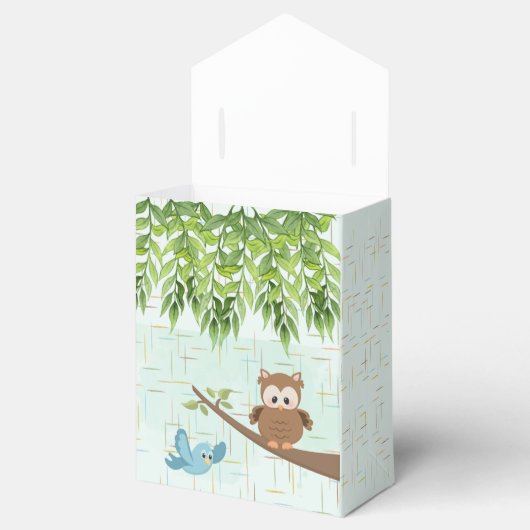 ウッドランドフクロウとバードベイビーシャワーお願いボックス フェイバーボックス (オープン)