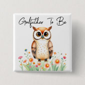 ウッドランドフクロウの神父が赤ちゃんシャワー 缶バッジ (正面)