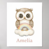 ウッドランドフクロウオンアボホレインボー子供部屋壁 ポスター (正面)