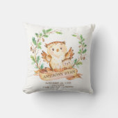 ウッドランドフクロウベビー誕生統計ピロー クッション (正面)