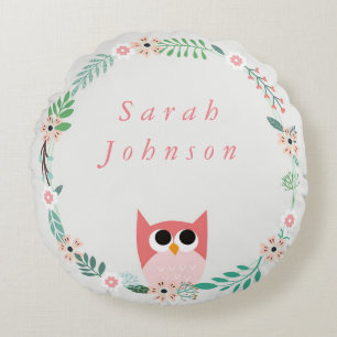 ウッドランドフクロウ丸子供部屋枕 ラウンドクッション