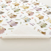 ウッドランドフクロウ模様、キッズホワイト シェルパブランケット (3/4)