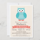 ウッドランドフクロウ誕生日パーティーの招待状 招待状 (正面)