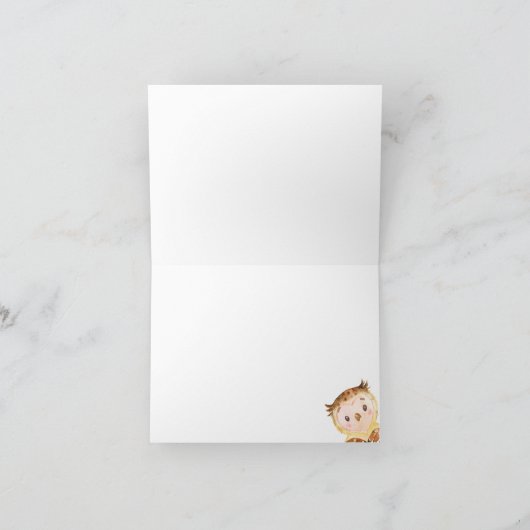 ウッドランドフクロウ赤ちゃんシャワーありがとうご注意 サンキューカード (内部)