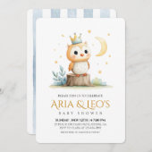 ウッドランドフクロウ赤ちゃんシャワー招待状 招待状 (正面/裏面)