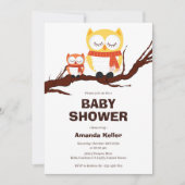 ウッドランドフクロウ赤ちゃんシャワー招待状 招待状 (正面)