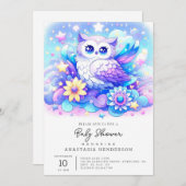 ウッドランドフクロウ赤ちゃんシャワー 招待状 (正面/裏面)