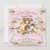 ウッドランドフレンズガールズベビーシャワー招待状 招待状 (正面)