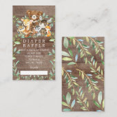 ウッドランドフレンズベビーシャワーオムツラッフルチケット エンクロージャーカード (正面/裏面)