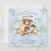 ウッドランドフレンズボーイズベビーシャワー招待状 招待状 (正面)