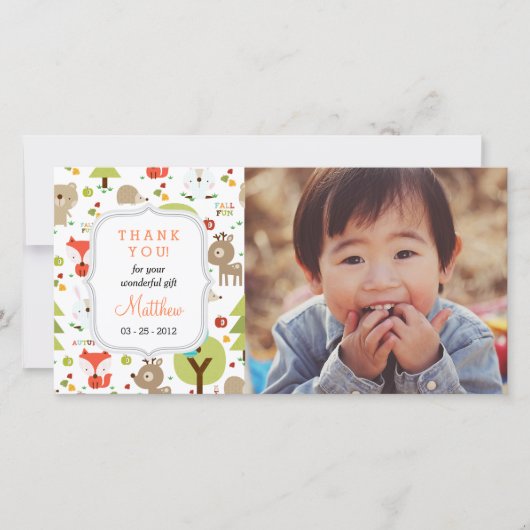 ウッドランドフレンズ写真アニー大事な行事ありがとう サンキューカード (正面)