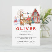 ウッドランドフレンズ冬 |クリスマス誕生日パーティー 招待状 (スタンド正面)