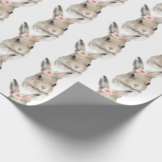 ウッドランドフレンズ水彩フローラ鹿かわいい ラッピングペーパー (角)