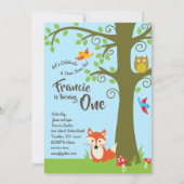 ウッドランドフレンズ誕生日パーティー 招待状 (正面)