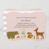 ウッドランドフレンズ誕生日招待状 招待状 (正面/裏面)