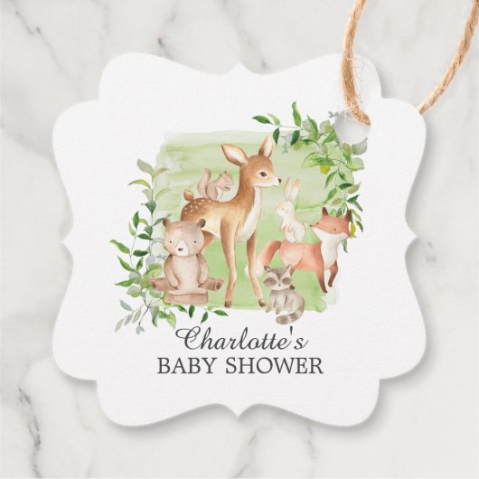 ウッドランドフレンズ赤ちゃんシャワーお気に入りギフトラベル フェイバータグ (裏面)