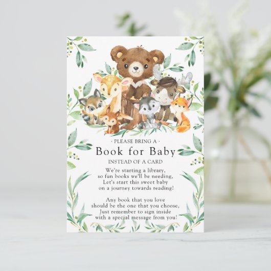 ウッドランドフレンズ赤ちゃんシャワーベビー用ブック エンクロージャーカード (スタンド正面)