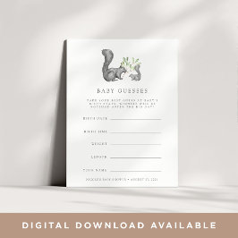 ウッドランドフレンズ赤ちゃんシャワー推理ゲームカード 招待状