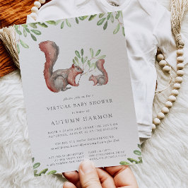 ウッドランドフレンドズレッドリス仮想ベイビーシャワー 招待状