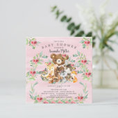 ウッドランドフレンド ガールズ ベビーシャワー 招待状 (スタンド正面)