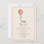 ウッドランドフロッグピンクの誕生日パーティーに飛び込む 招待状 (正面)