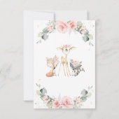 ウッドランドフローラの緑がベビーカードの本を持ち込む 招待状 (裏面)