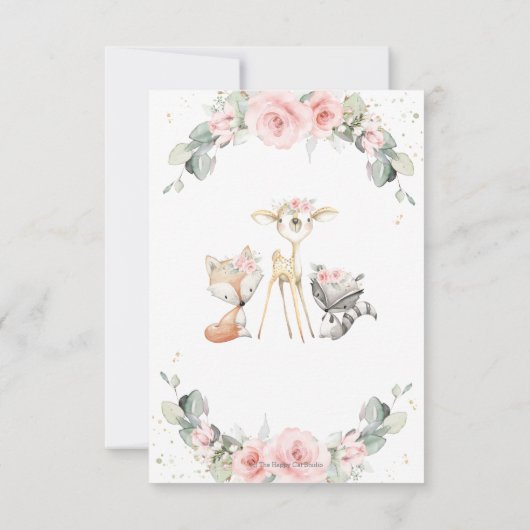 ウッドランドフローラの緑がベビーカードの本を持ち込む 招待状 (裏面)