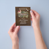 ウッドランドフローラアンドファーンベイビーシャワー招待状 チラシ (手)