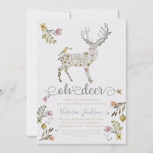 ウッドランドフローラオーディアベビーシャワー招待状 招待状 (正面)
