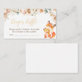 ウッドランドフローラキツネベビーシャワーおむつラッフル エンクロージャーカード (正面/裏面)