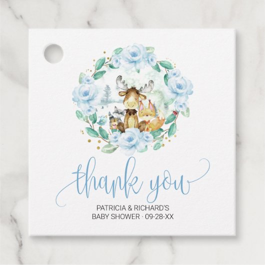 ウッドランドフローラグリーンリーベビーシャワーありがとう フェイバータグ (正面)