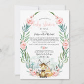 ウッドランドフローラグリーンリーベビーシャワーバイメール 招待状 (正面)
