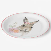 ウッドランドフローラバニー水彩赤ちゃんシャワー ペーパープレート (アングル)