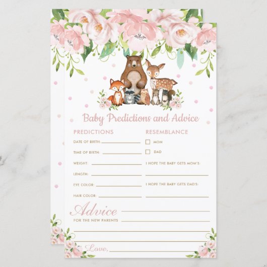 ウッドランドフローラベビー予測とアドバイスシャワー (正面/裏面)