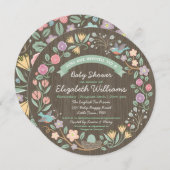 ウッドランドフローラリースベビーシャワー招待状II 招待状 (正面/裏面)