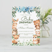 ウッドランドフローラ緑樹林動物の赤ちゃんシャワー 招待状 (スタンド正面)